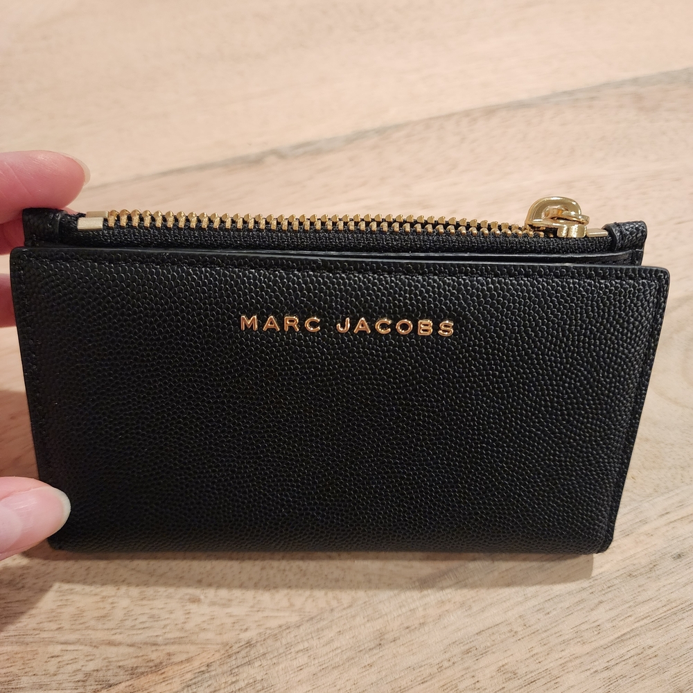 Women Wallet. Marc Jacobs Black Leather Card Holder/Flat Wallet